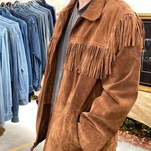 Vintage Brown Suede Fringe Jacket